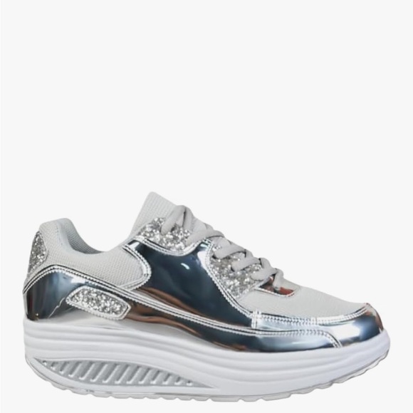 Silver and Gold Glitter Sneakers - Picture 2 of 2